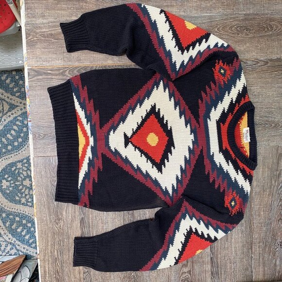 VTG Parker of Vienna Mens Cotton Sweater Size M Aztec Southwestern Pullover 80s - Picture 10 of 11